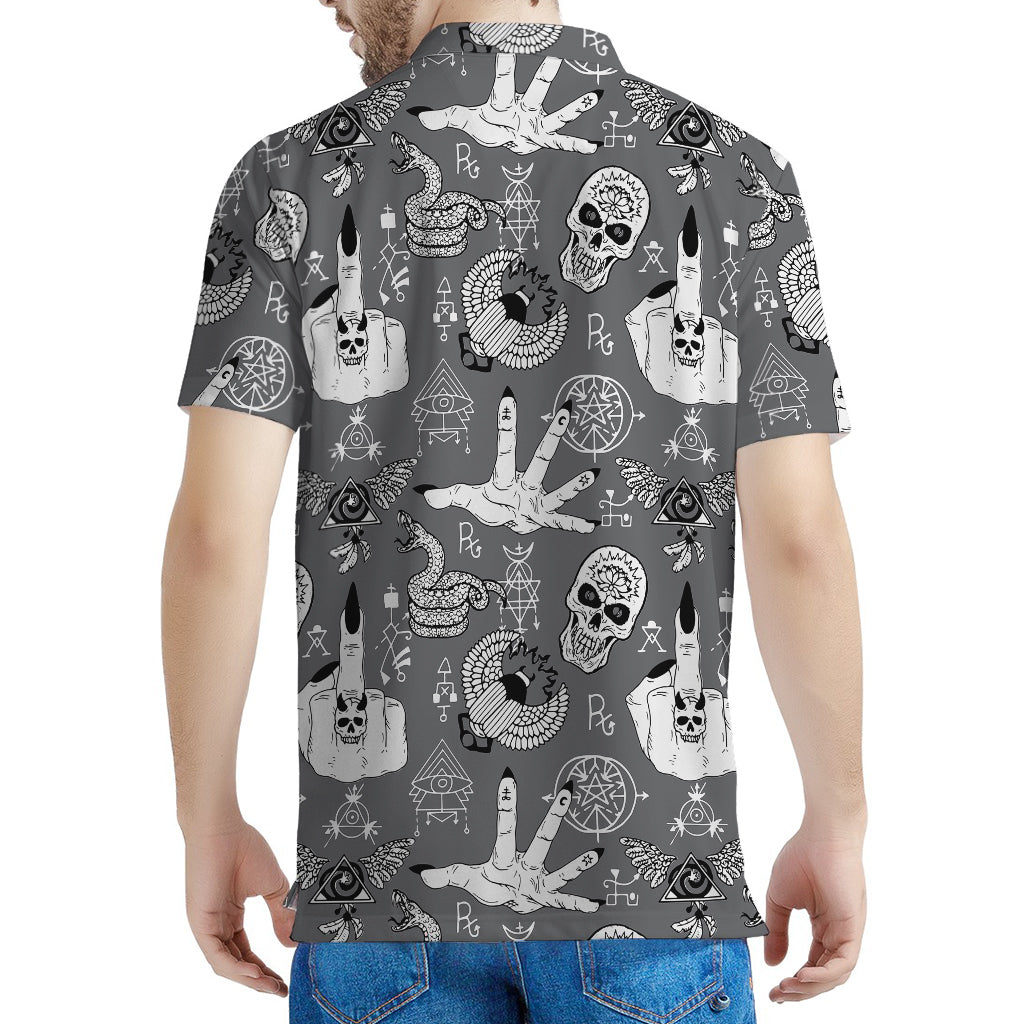 Gothic Wicca Curse Print Men's Polo Shirt