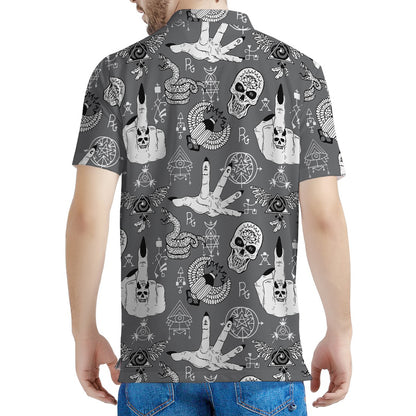 Gothic Wicca Curse Print Men's Polo Shirt