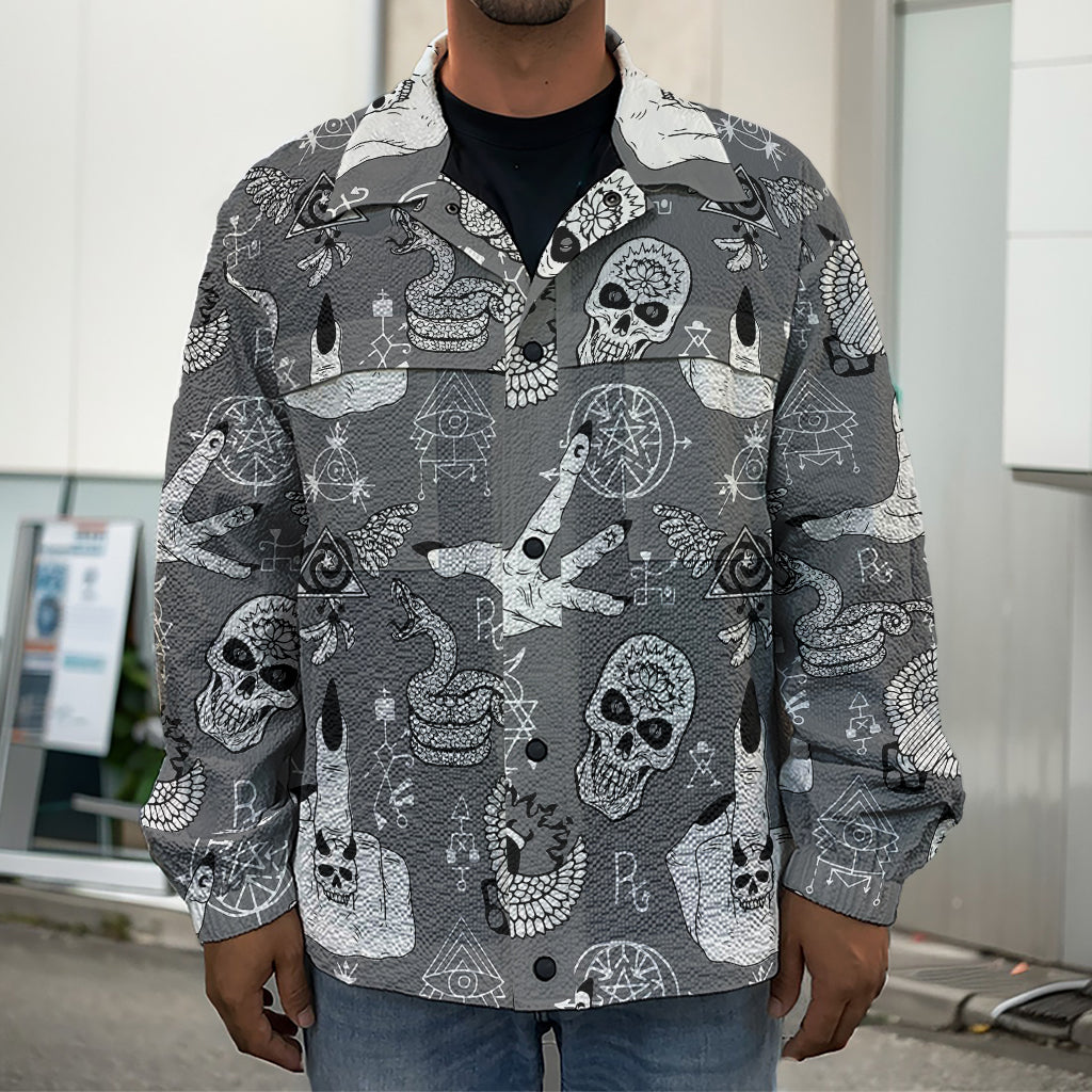 Gothic Wicca Curse Print Men's Shirt Jacket