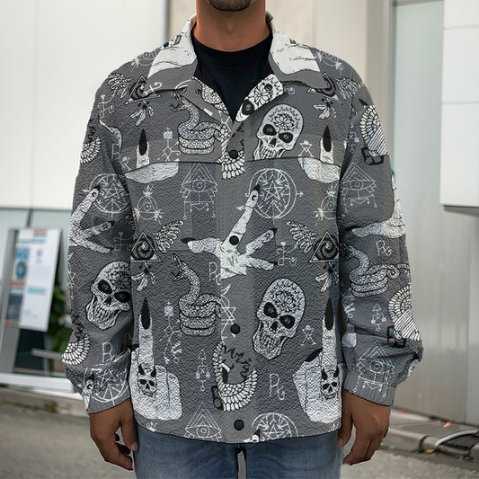 Gothic Wicca Curse Print Men's Shirt Jacket