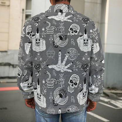 Gothic Wicca Curse Print Men's Shirt Jacket