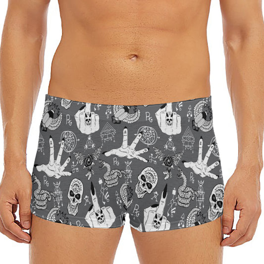 Gothic Wicca Curse Print Men's Short Boxer Briefs