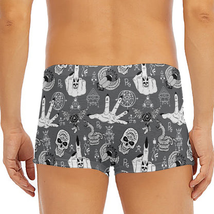 Gothic Wicca Curse Print Men's Short Boxer Briefs
