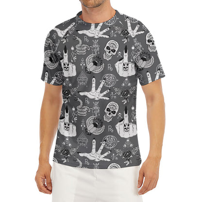 Gothic Wicca Curse Print Men's Short Sleeve Rash Guard
