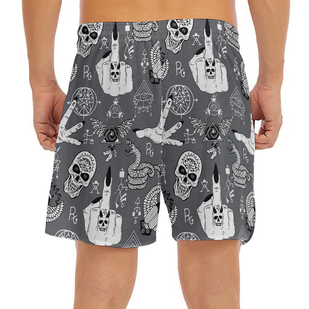Gothic Wicca Curse Print Men's Split Running Shorts