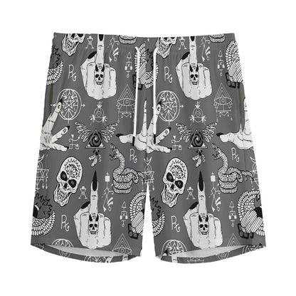 Gothic Wicca Curse Print Men's Sports Shorts