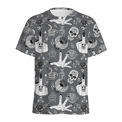 Gothic Wicca Curse Print Men's Sports T-Shirt