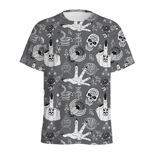 Gothic Wicca Curse Print Men's Sports T-Shirt