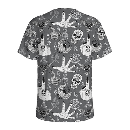Gothic Wicca Curse Print Men's Sports T-Shirt