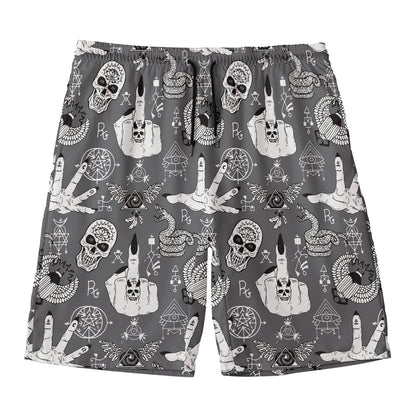 Gothic Wicca Curse Print Men's Swim Trunks
