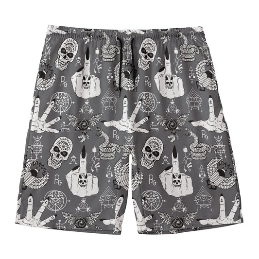 Gothic Wicca Curse Print Men's Swim Trunks