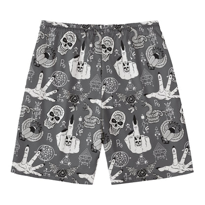 Gothic Wicca Curse Print Men's Swim Trunks