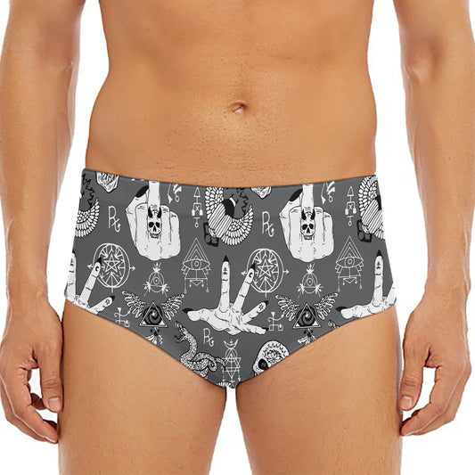 Gothic Wicca Curse Print Men's Triangle Swim Briefs