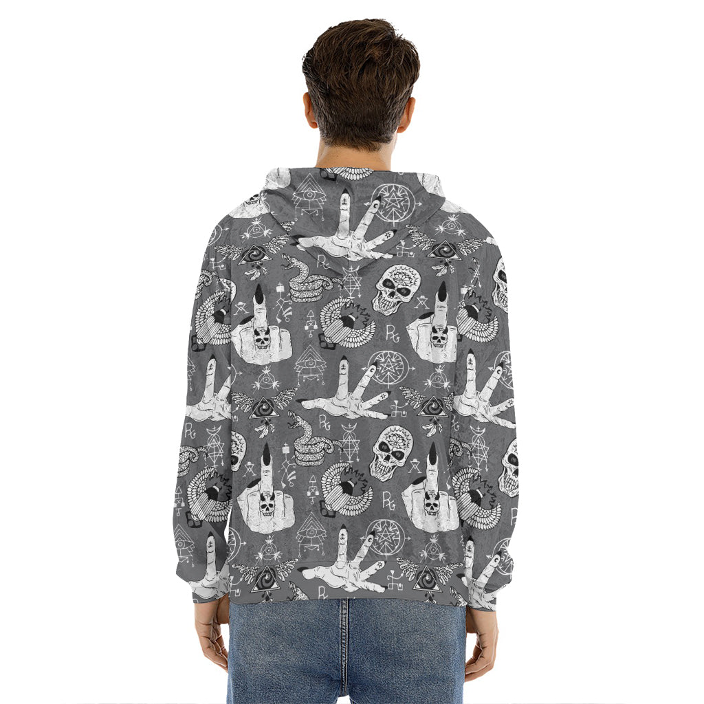 Gothic Wicca Curse Print Men's Velvet Pullover Hoodie