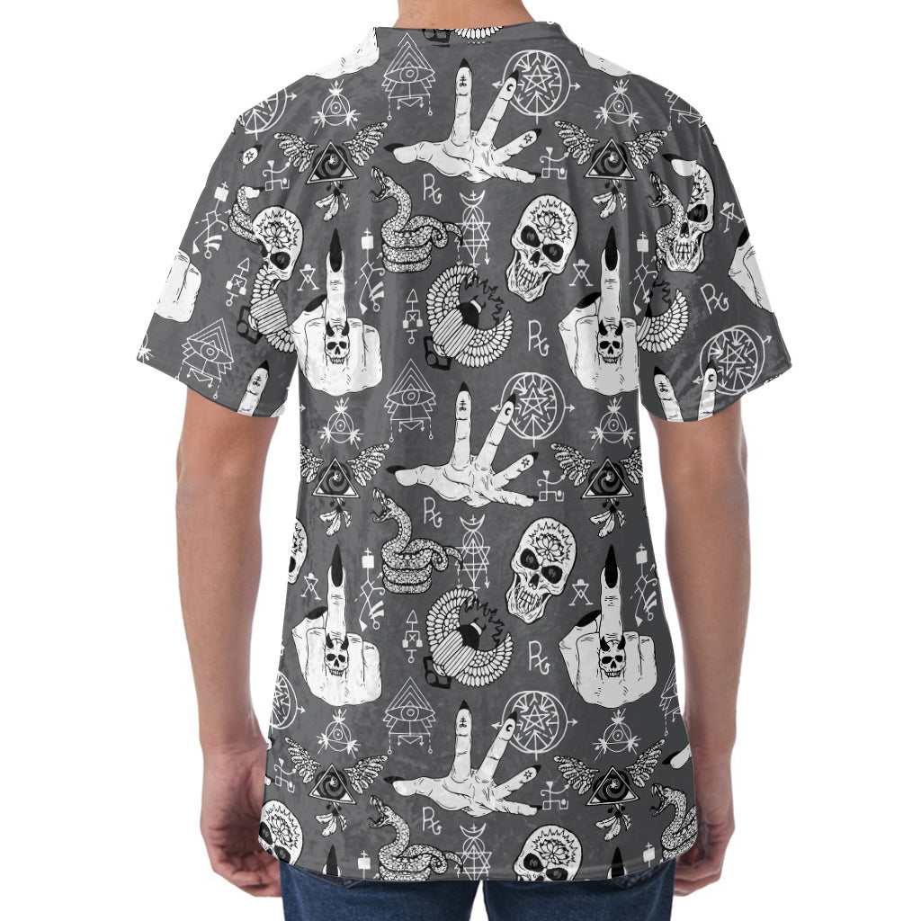 Gothic Wicca Curse Print Men's Velvet T-Shirt