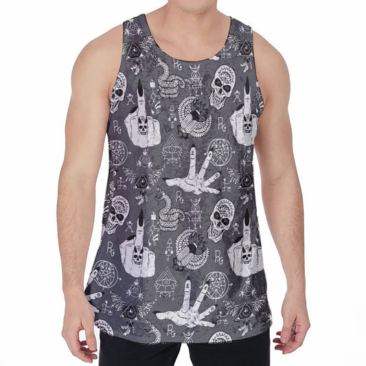 Gothic Wicca Curse Print Men's Velvet Tank Top