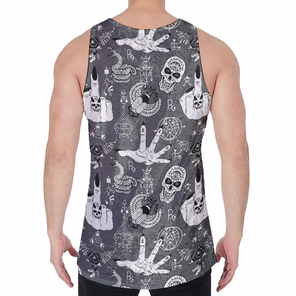 Gothic Wicca Curse Print Men's Velvet Tank Top