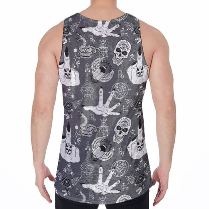 Gothic Wicca Curse Print Men's Velvet Tank Top