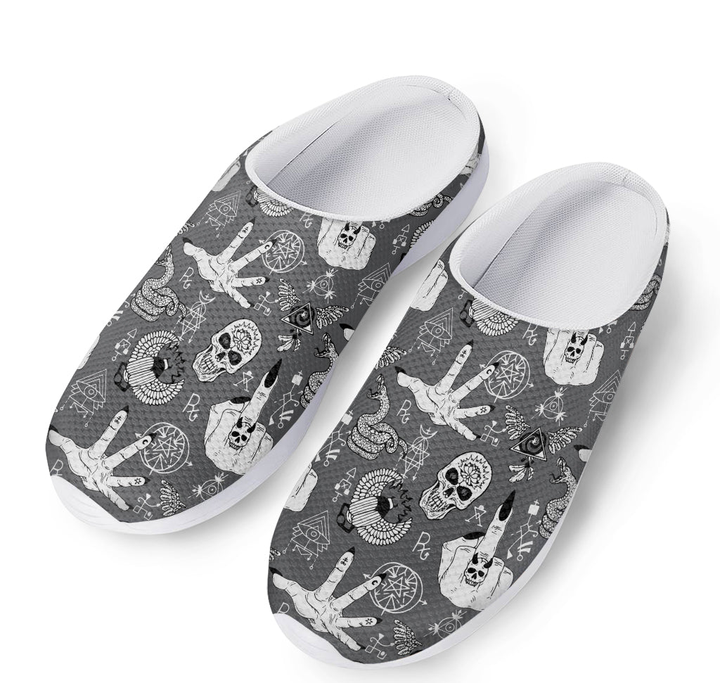 Gothic Wicca Curse Print Mesh Casual Shoes