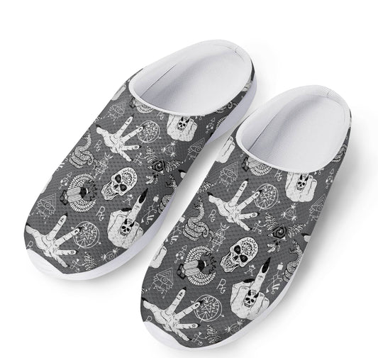 Gothic Wicca Curse Print Mesh Casual Shoes