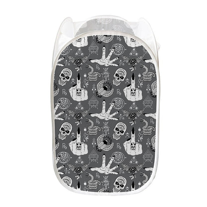 Gothic Wicca Curse Print Mesh Laundry Hamper