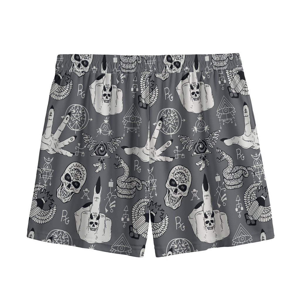 Gothic Wicca Curse Print Mesh Shorts