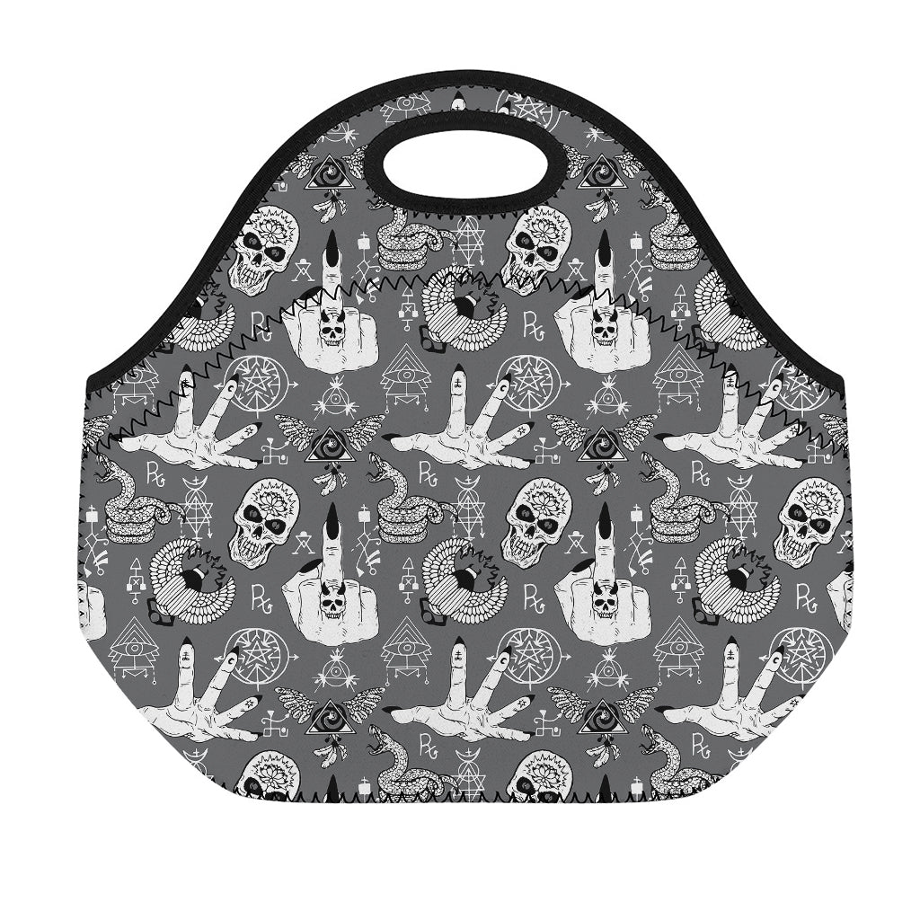 Gothic Wicca Curse Print Neoprene Lunch Bag