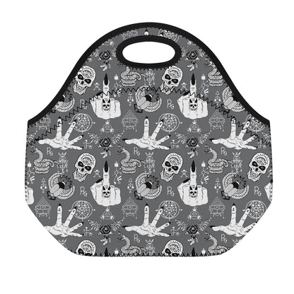 Gothic Wicca Curse Print Neoprene Lunch Bag