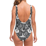 Gothic Wicca Curse Print One Piece Swimsuit