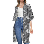 Gothic Wicca Curse Print Open Front Beach Cover Up