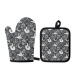 Gothic Wicca Curse Print Oven Mitt And Pot Holder Set