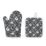 Gothic Wicca Curse Print Oven Mitt And Pot Holder Set