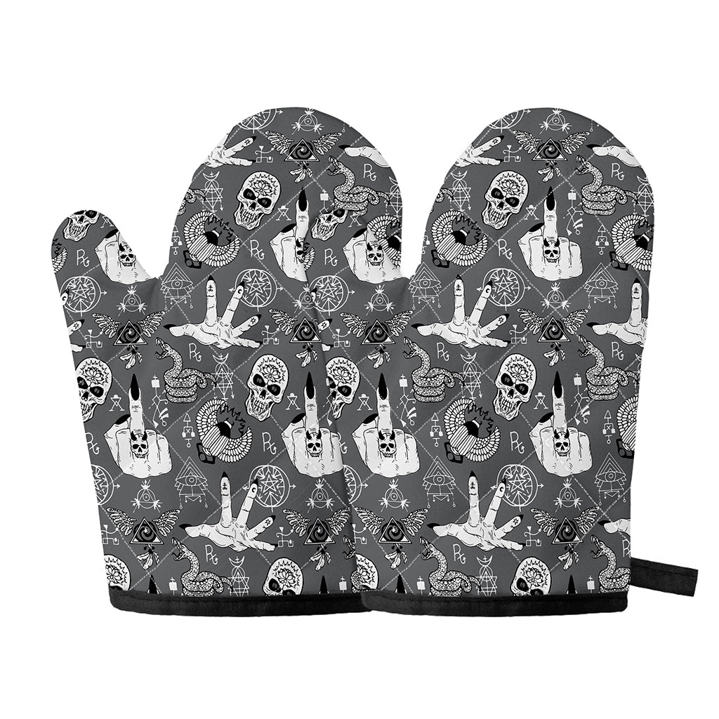 Gothic Wicca Curse Print Oven Mitts