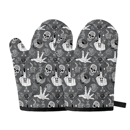 Gothic Wicca Curse Print Oven Mitts
