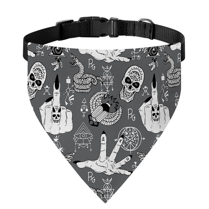 Gothic Wicca Curse Print Over The Collar Dog Bandana
