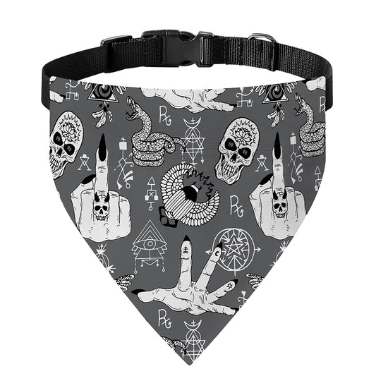 Gothic Wicca Curse Print Over The Collar Dog Bandana
