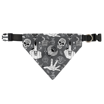 Gothic Wicca Curse Print Over The Collar Dog Bandana