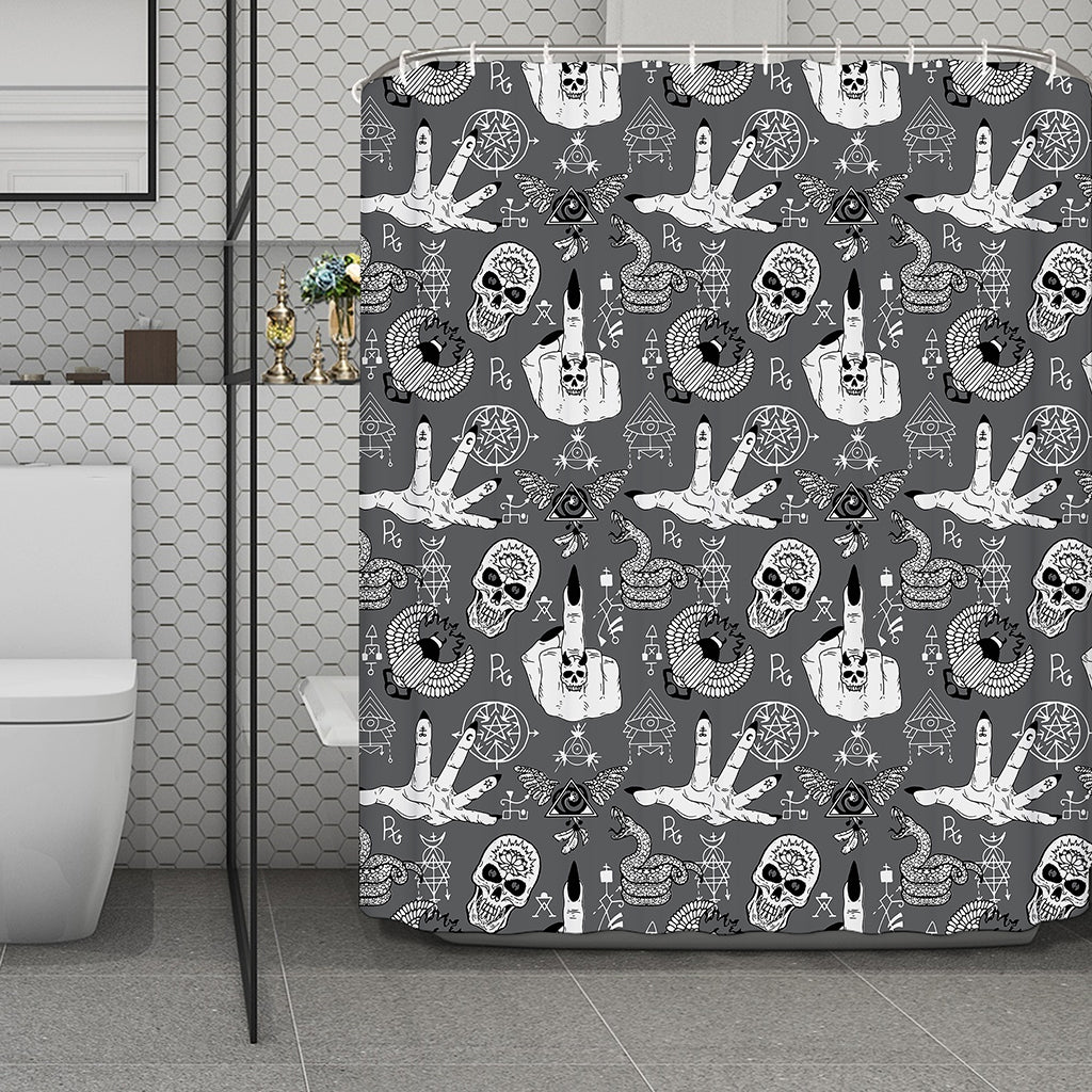 Gothic Wicca Curse Print Polyester Shower Curtain