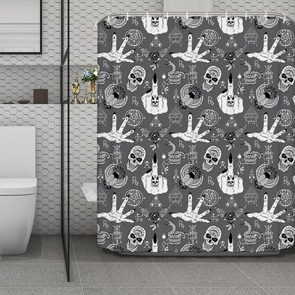 Gothic Wicca Curse Print Polyester Shower Curtain