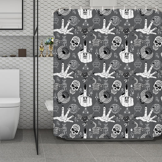 Gothic Wicca Curse Print Polyester Shower Curtain