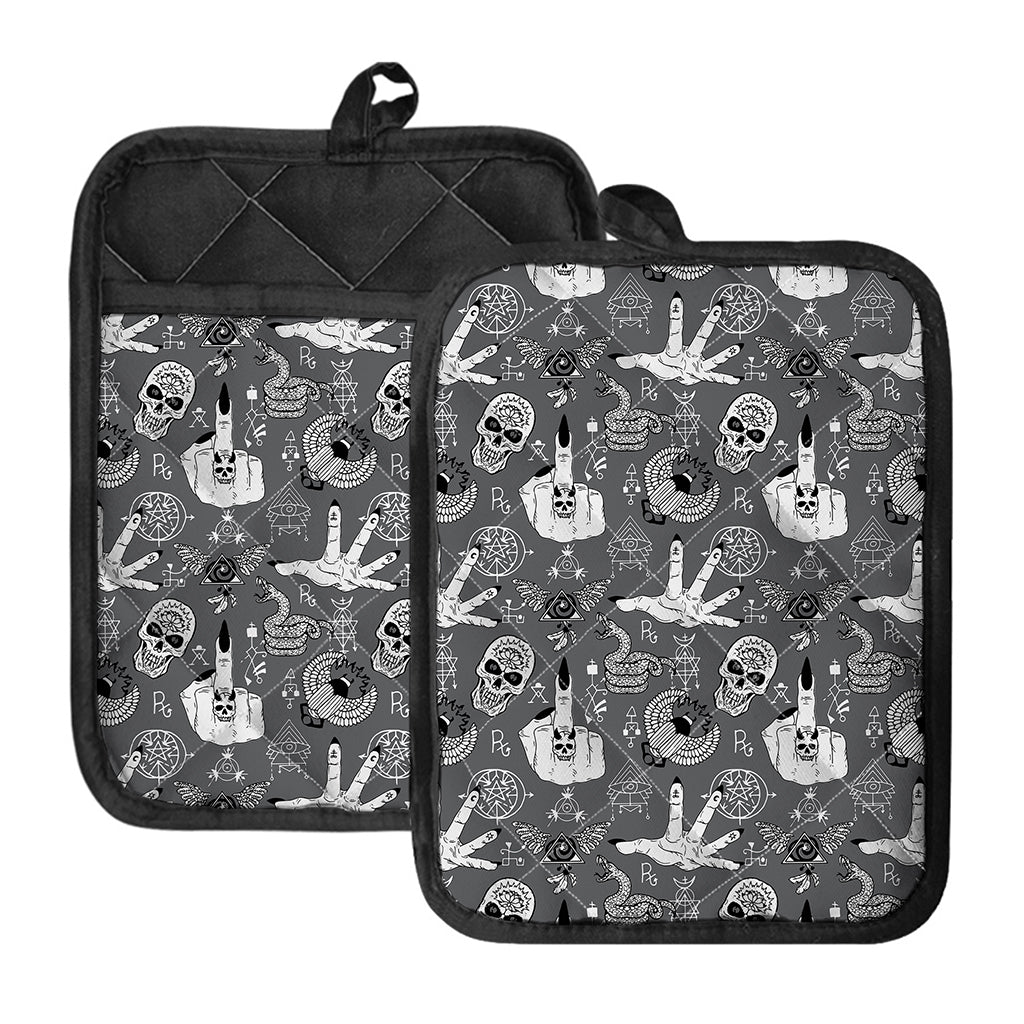 Gothic Wicca Curse Print Pot Holders With Pocket