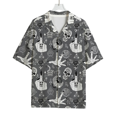 Gothic Wicca Curse Print Rayon Hawaiian Shirt