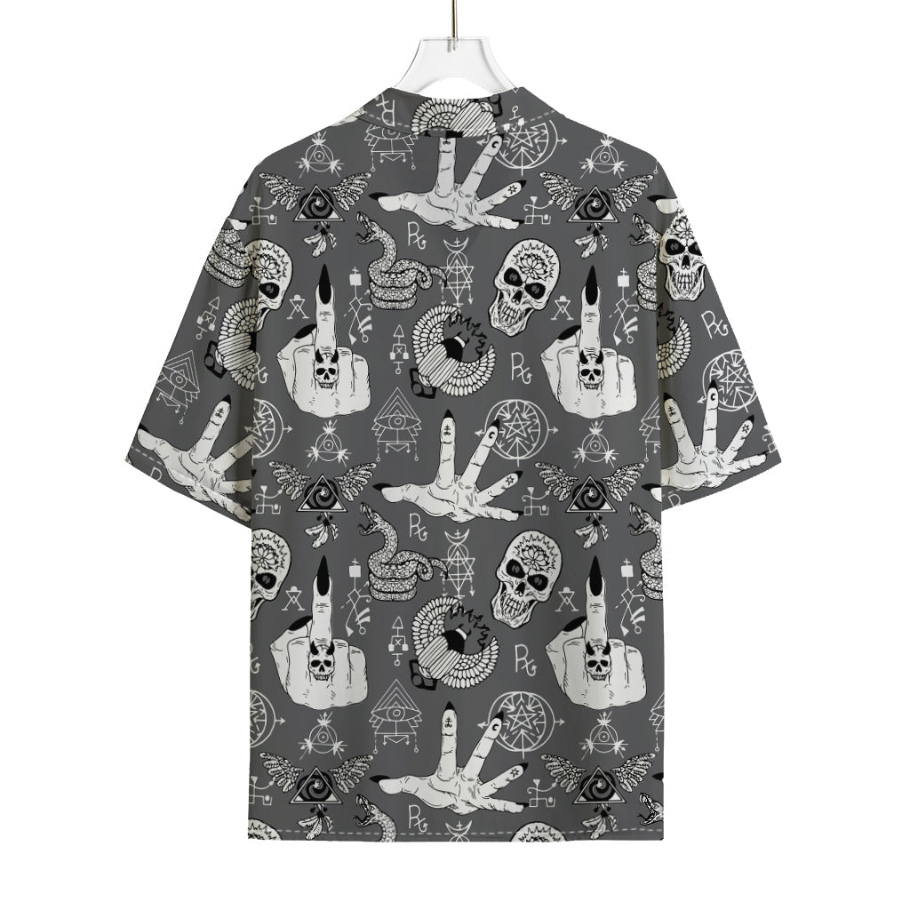 Gothic Wicca Curse Print Rayon Hawaiian Shirt