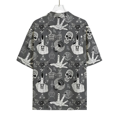 Gothic Wicca Curse Print Rayon Hawaiian Shirt