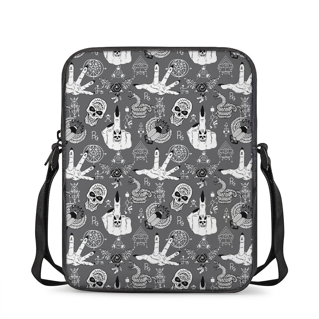 Gothic Wicca Curse Print Rectangular Crossbody Bag