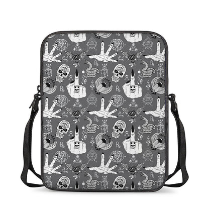 Gothic Wicca Curse Print Rectangular Crossbody Bag