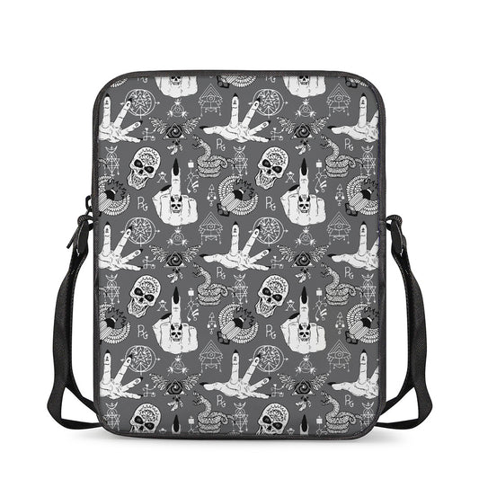 Gothic Wicca Curse Print Rectangular Crossbody Bag