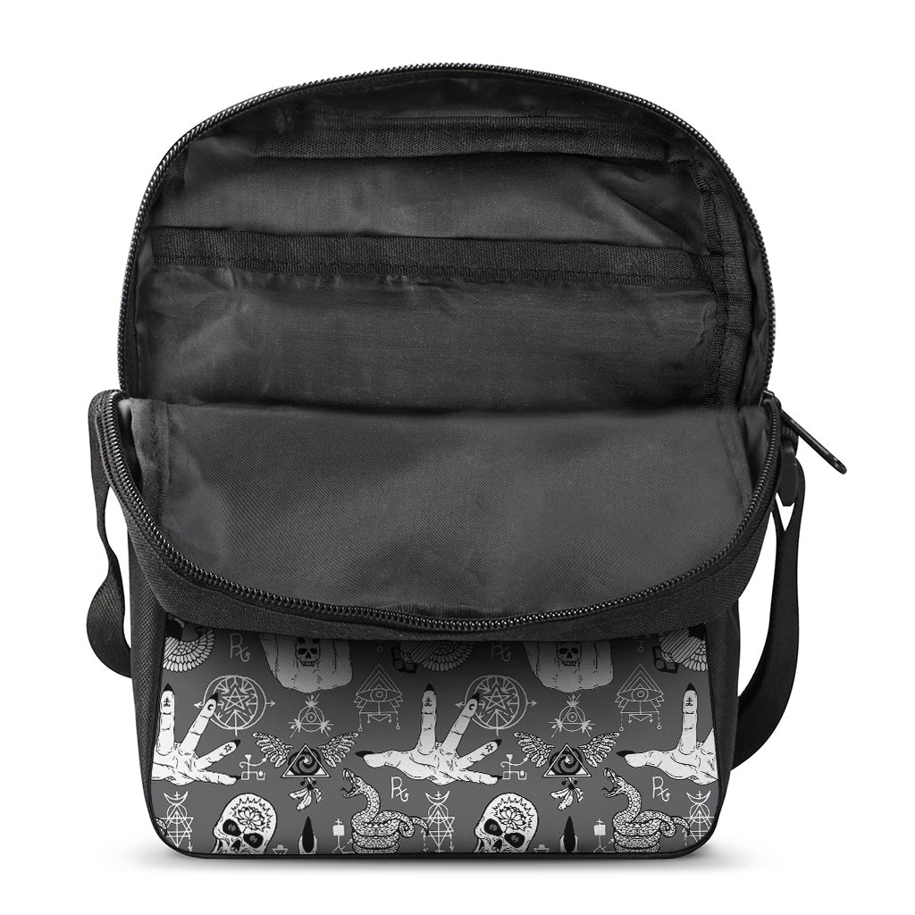 Gothic Wicca Curse Print Rectangular Crossbody Bag