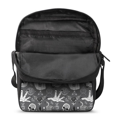 Gothic Wicca Curse Print Rectangular Crossbody Bag