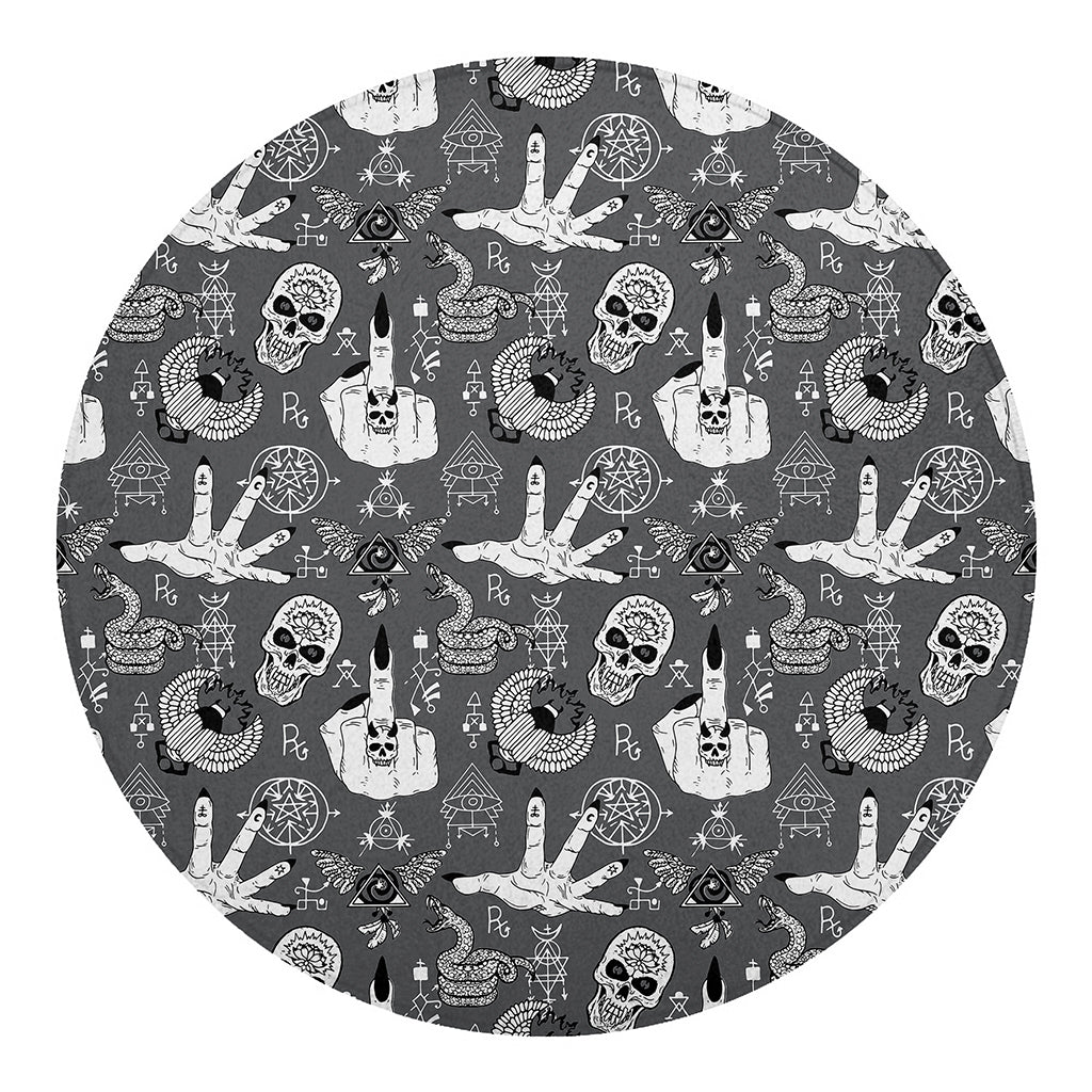 Gothic Wicca Curse Print Round Blanket